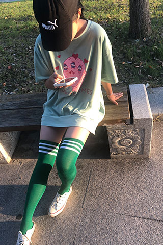 学姐帆布鞋の长绿袜子 